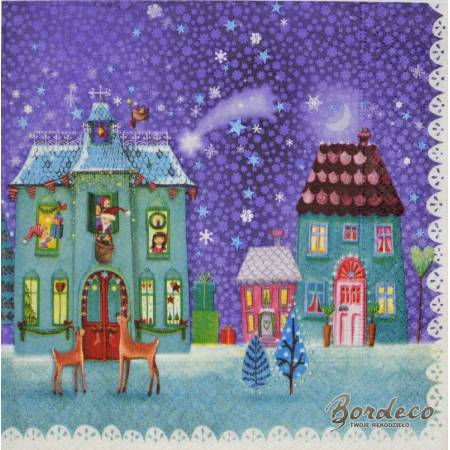 Serwetka do decoupage PAPER DESIGN świąteczne domki 33x33